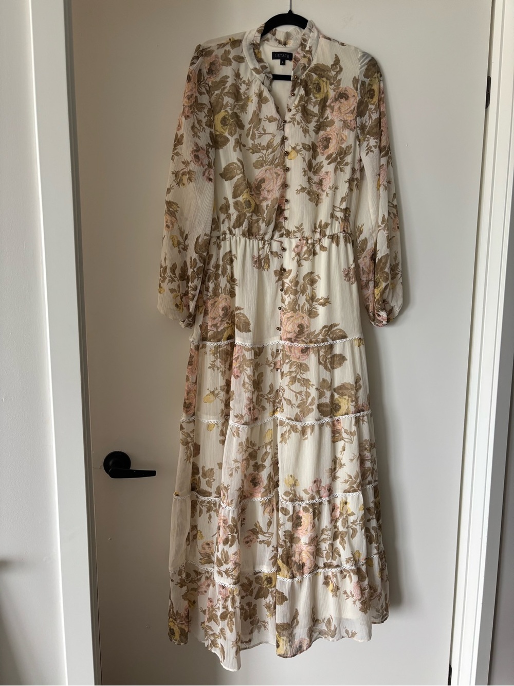 1. State Cream Maxi Dress with Blush and Olive Floral Print
